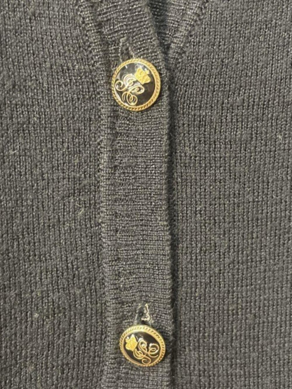 Vintage Juicy Couture Crest Crown Sweater Vest Black Gold Button Y2K Preppy Size - Picture 6 of 6